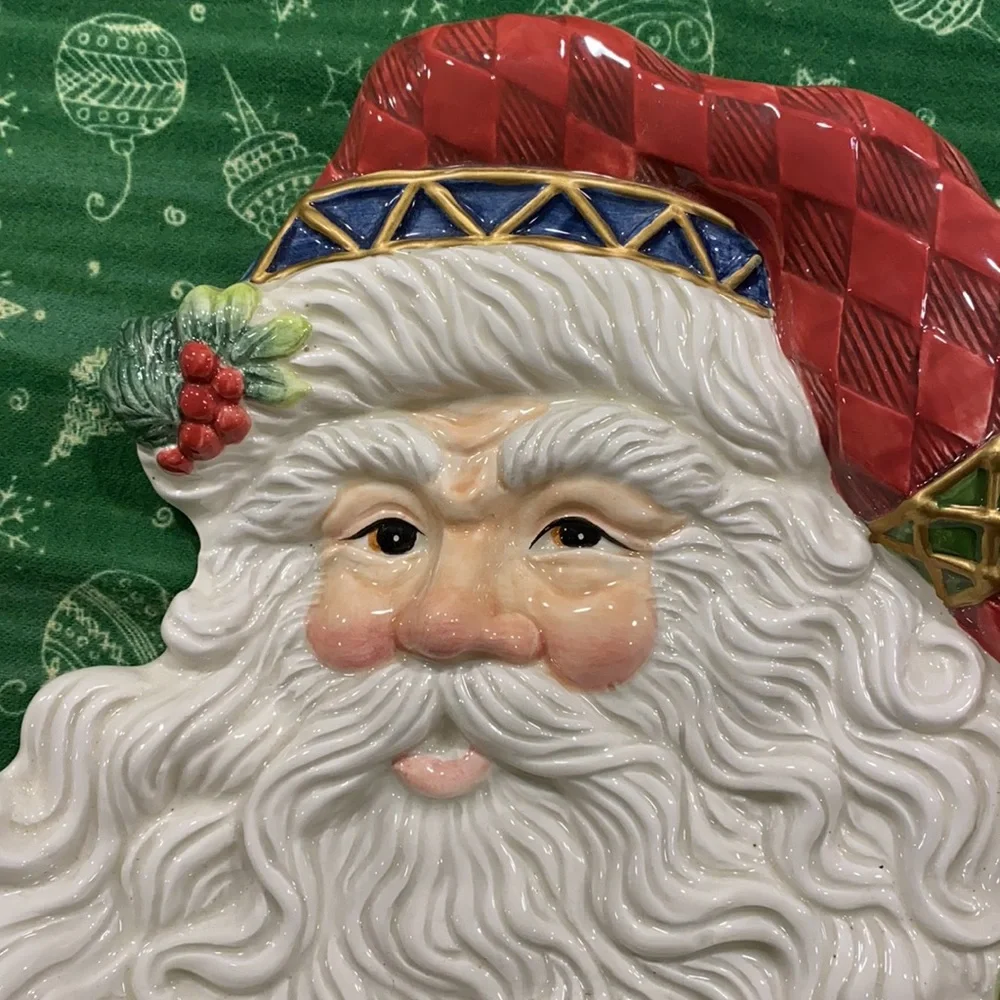 Fitz &‎ Floyd Classics Porcelain Santa Wall Hanger or Candy Dish 8-3/4”x 10-1/2”